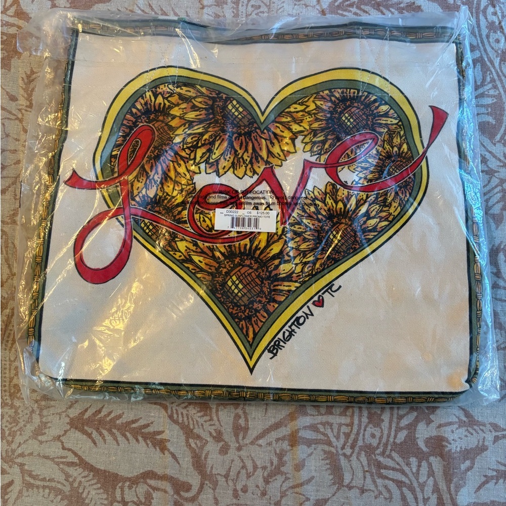 NWT Brighton Sunflower and Heart Canvas Tote